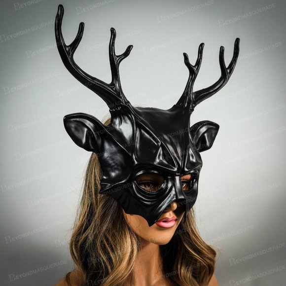 HORNS HEADBAND MASQUERADE MASK DEER ANTLERS - Picture 2 of 4
